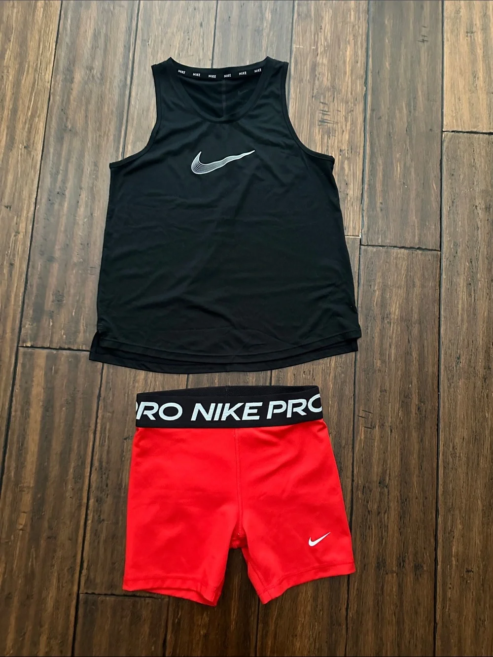 Nike Black Tank Top & Red Pro Shorts Set